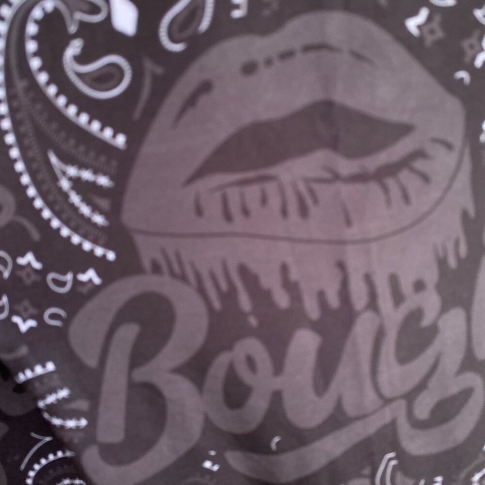 Bougie Boutique Women’s Leggings Size XXL 2XL Black White Paisley Print Spellout - Picture 4 of 8
